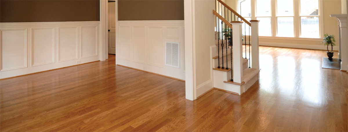 Hardwood floor in well lit room