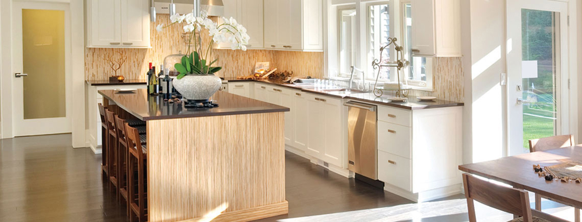 Finished kitchen in sunlight through windows